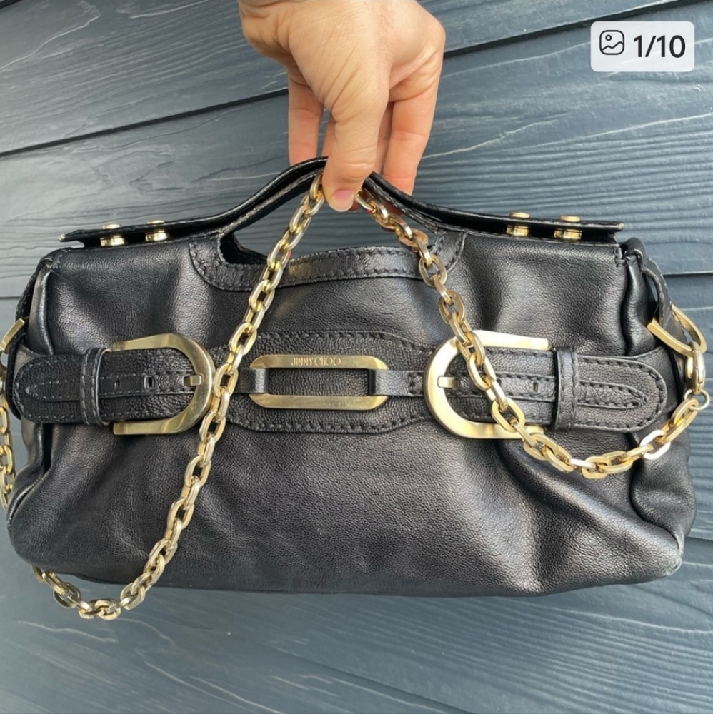 Jimmy Choo Black Leather Tulita Shoulder Bag